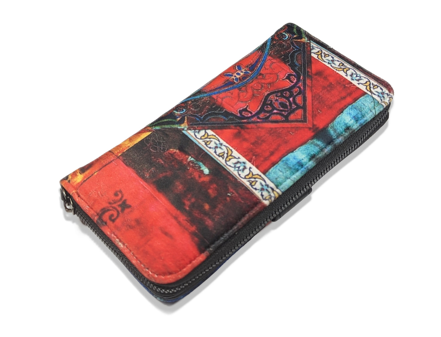 Blue and Red Wallet with Tile pattern
