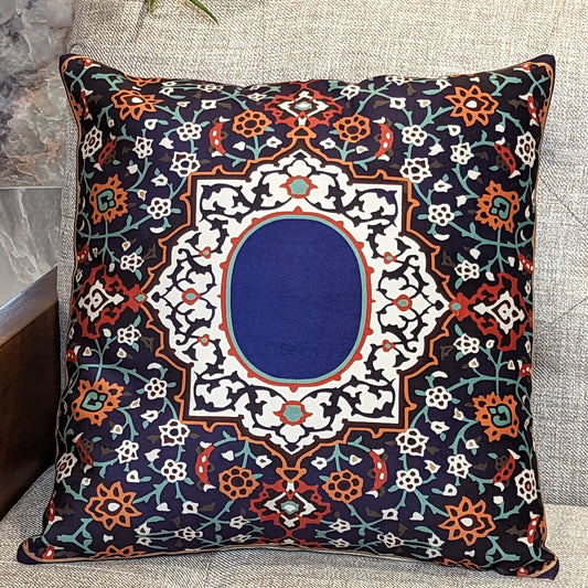 Dark Blue Tile Pattern Cushion Cover